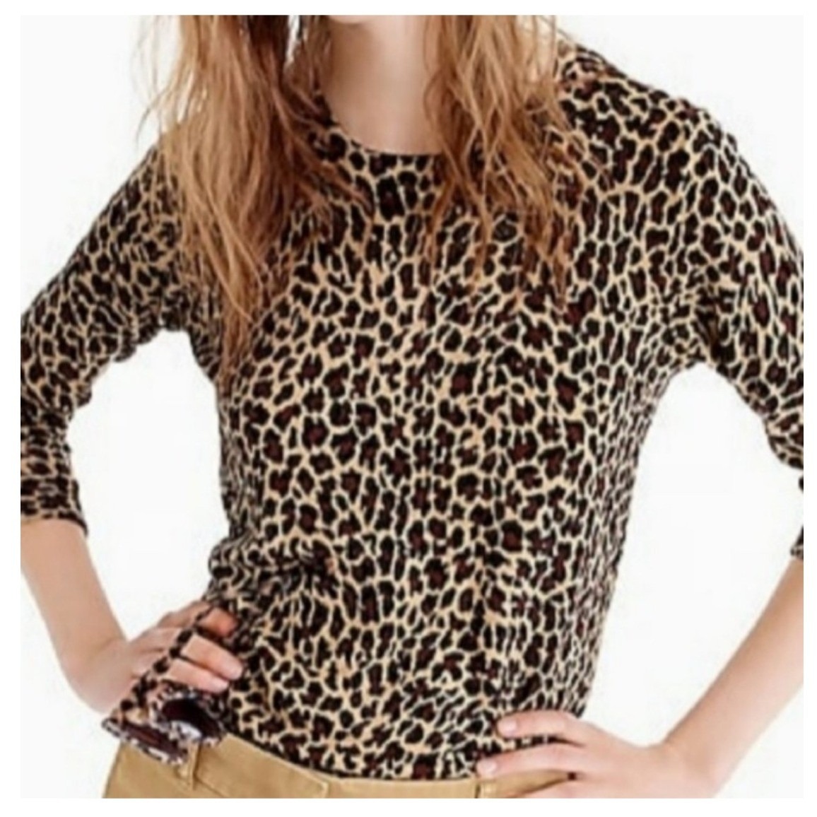 J. Crew Womens Tippi Sweater Leopard Print J6354 Size S